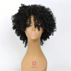 Short Afro Kinky Curly Bob Wig Mix Brown Hair