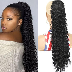 Long Curly Ponytail Extension Drawstring Synthetic Clip In Hair Extension