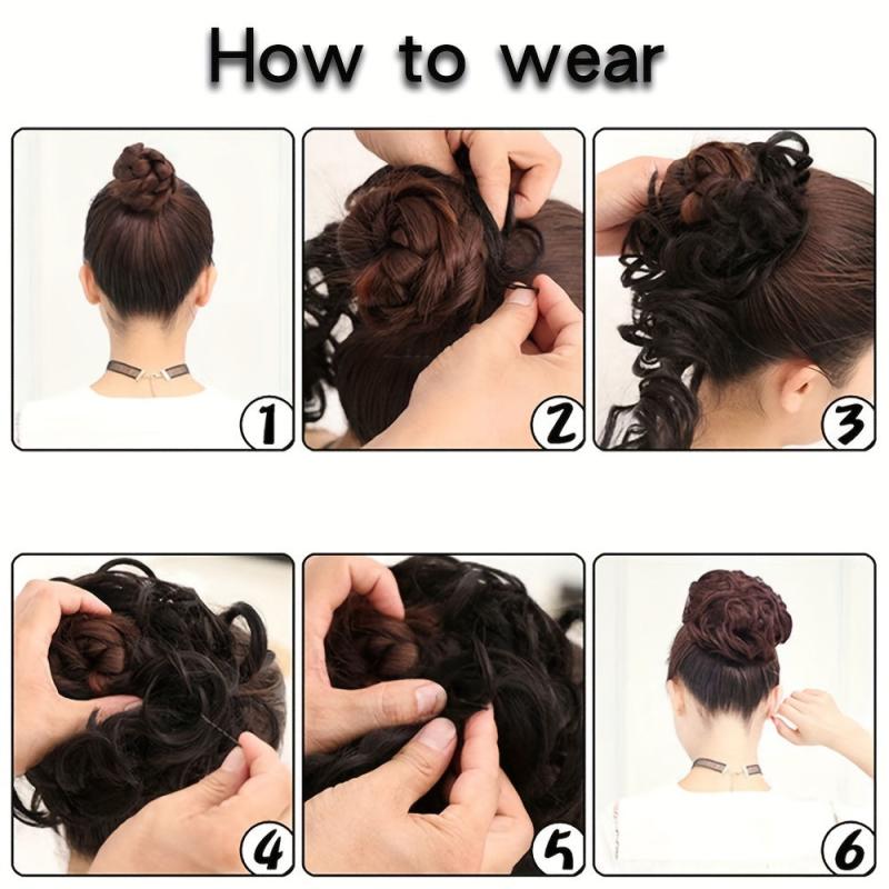 Messy Bun Hair Piece Extensions Tousled Updo Fluffy Hair Ponytail