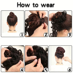 Messy Bun Hair Piece Extensions Tousled Updo Fluffy Hair Ponytail