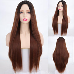 Long Straight Hair Wig Middle Part Synthetic Wigs