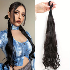 Wavy Ponytail Elastic Band Synthetic Extension Brown 1PCS SET
