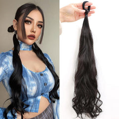 Wavy Ponytail Elastic Band Synthetic Extension Brown 1PCS SET