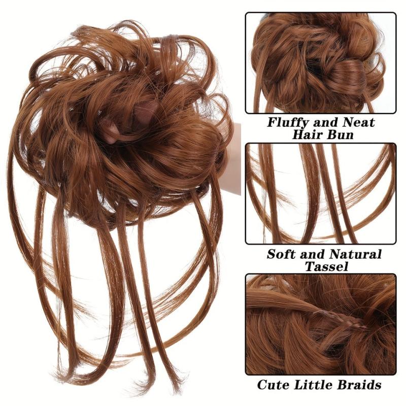 15 24 Cm Curly Synthetic Hair Bun With Tassel Updo Roller Chignon