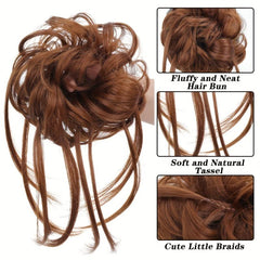 15 24 Cm Curly Synthetic Hair Bun With Tassel Updo Roller Chignon