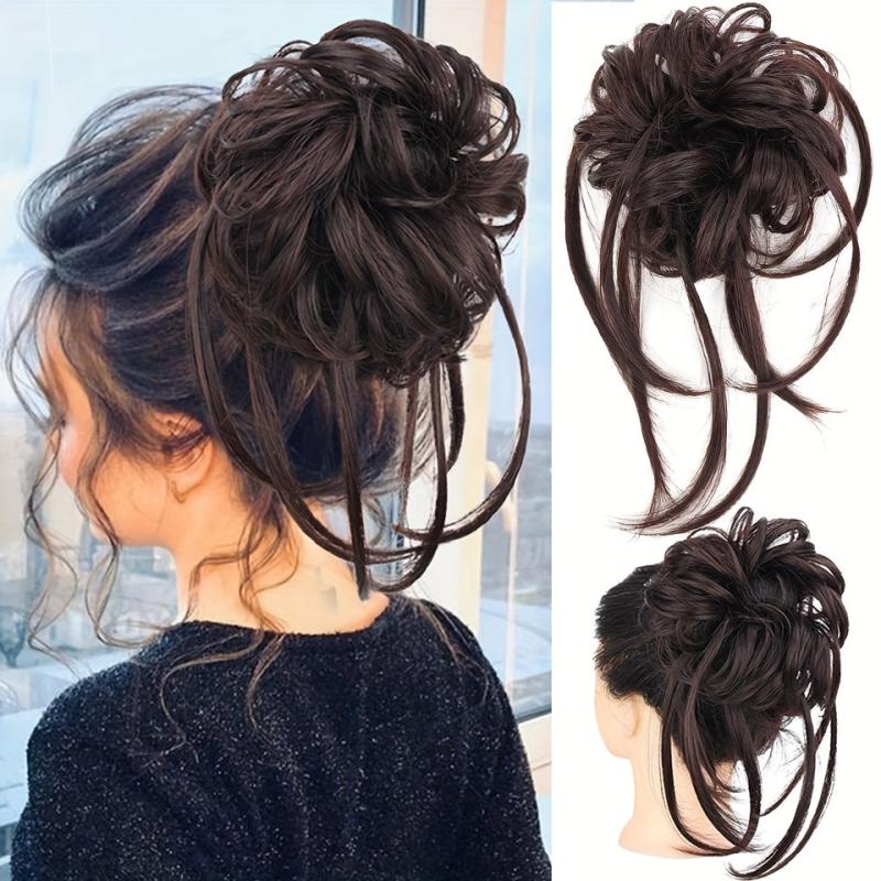 15 24 Cm Curly Synthetic Hair Bun With Tassel Updo Roller Chignon