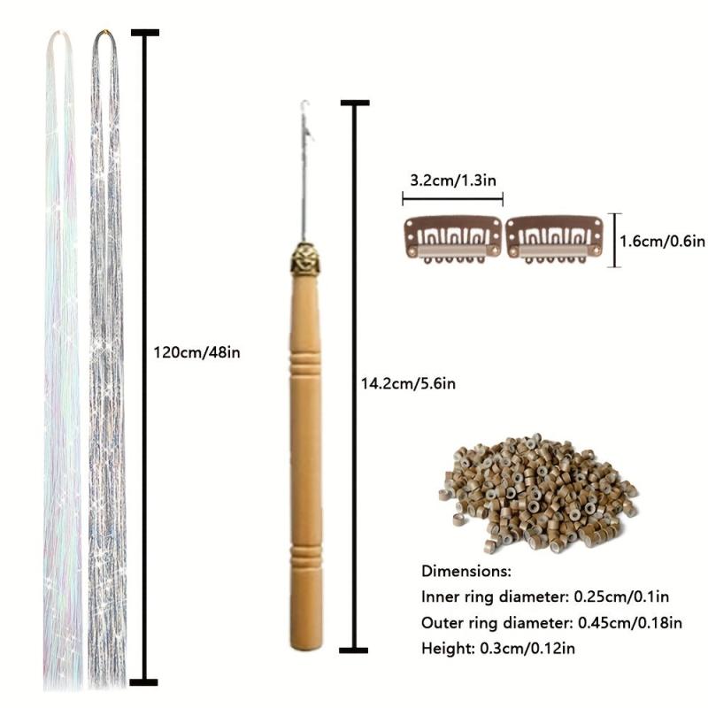 Colourful Fairy Tinsel Hair Extensions Kit