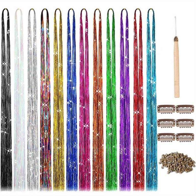 Colourful Fairy Tinsel Hair Extensions Kit