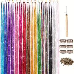 Colourful Fairy Tinsel Hair Extensions Kit
