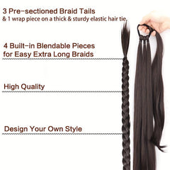 Y2K Braided Hair Extensions Hair Tie Wrap Around Ponytail