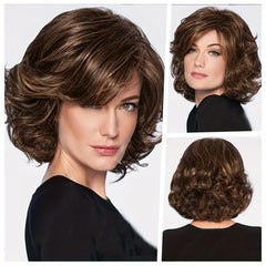 Short Gray Curly Pixie Cut Wig With Bangs Synthetic Hair Natural Look