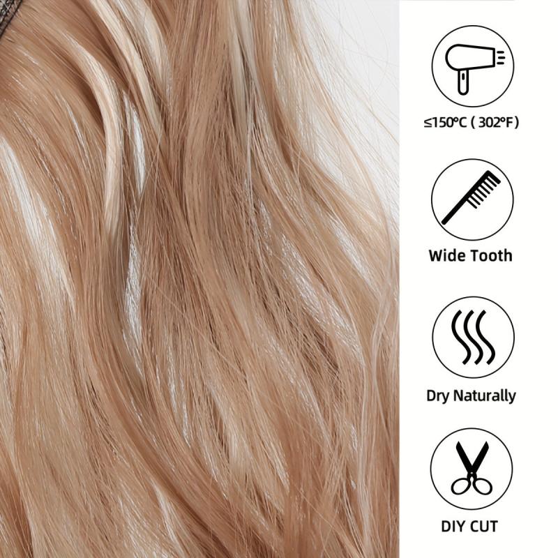Gradient Hair Extensions Highlights Hair Piece Wig Water Wavy Hair Piece