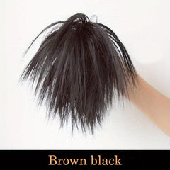 Messy Straight Hair Bun Scrunchie Short Ponytail Extension