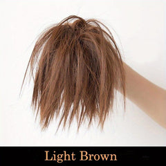 Messy Straight Hair Bun Scrunchie Short Ponytail Extension
