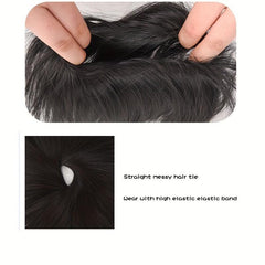 Messy Straight Hair Bun Scrunchie Short Ponytail Extension