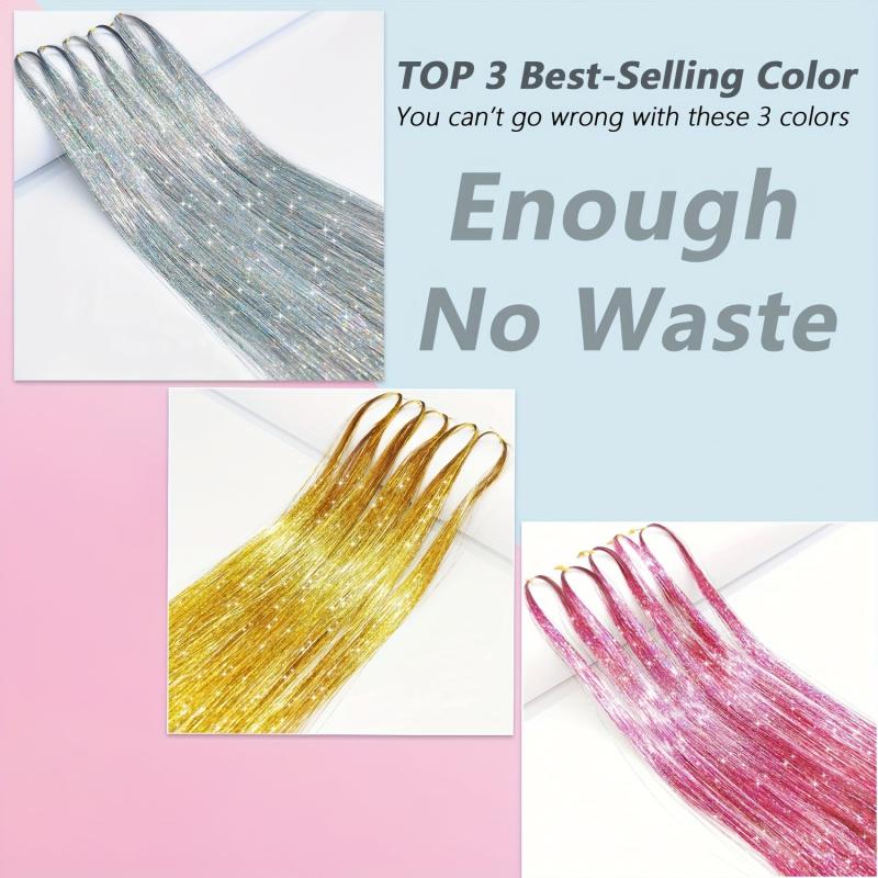 Hair Tinsel Kit Fairy Hair Extensions 48 Inches Sparkling Glitter Hallowee