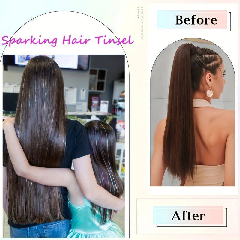 Hair Tinsel Kit Fairy Hair Extensions 48 Inches Sparkling Glitter Hallowee