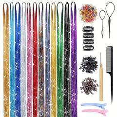 Hair Tinsel Kit Fairy Hair Extensions 48 Inches Sparkling Glitter Hallowee