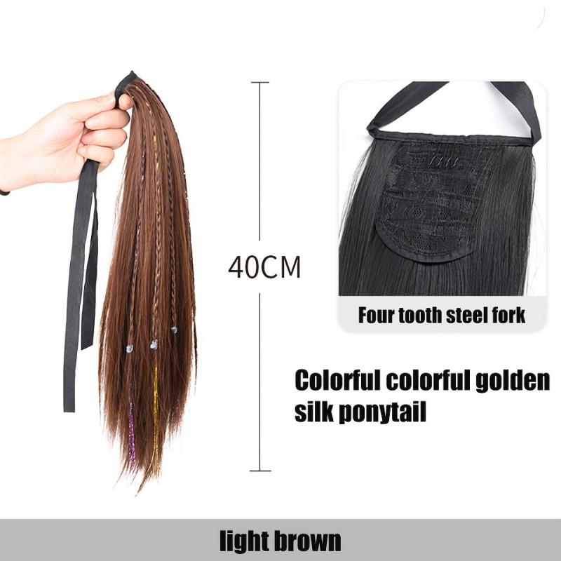 Long Braids Ponytail Extensions Synthetic Hair Natural Looking