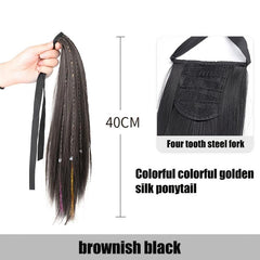 Long Braids Ponytail Extensions Synthetic Hair Natural Looking