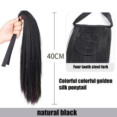 Long Braids Ponytail Extensions Synthetic Hair Natural Looking
