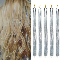 1000 Strands Hair Tinsel Extensions Sparkling Glitter Fairy Hair