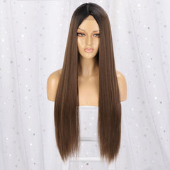 Long Straight Wig 28 Inch Synthetic Natural Hair Wigs Women
