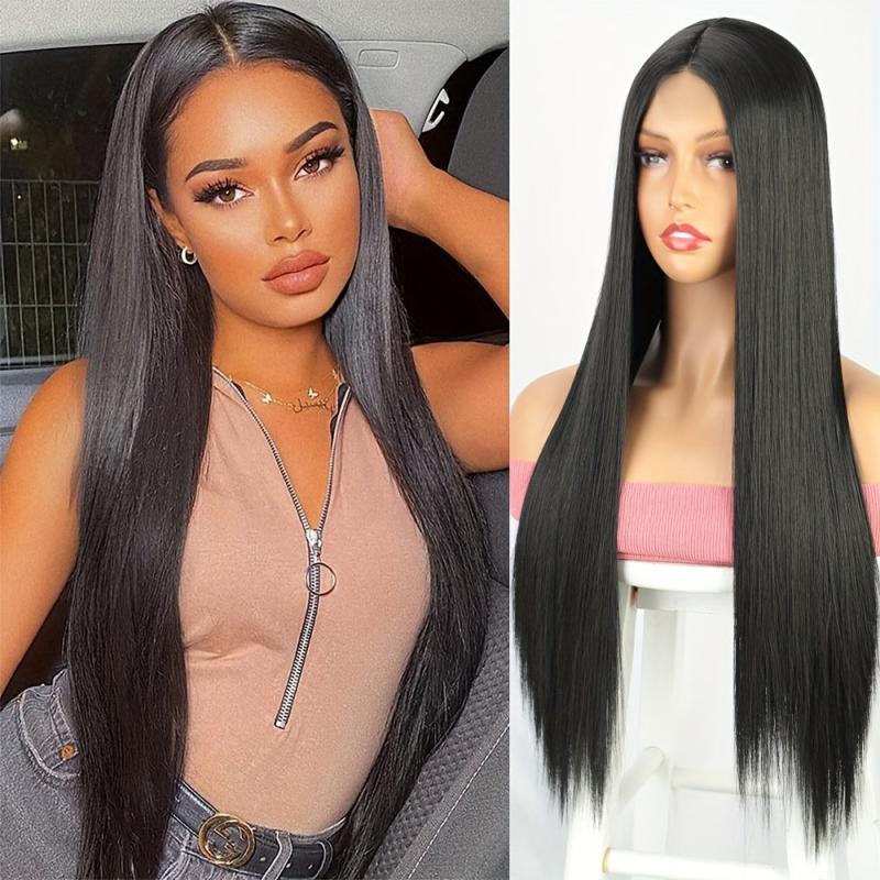 Long Straight Wig 28 Inch Synthetic Natural Hair Wigs Women