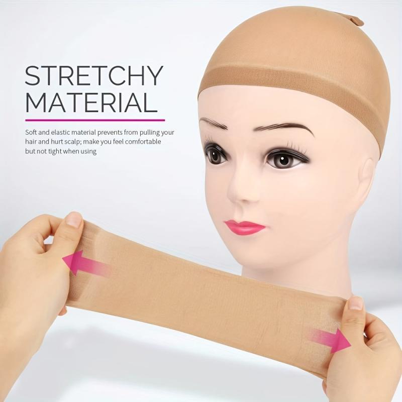 4 Light Brown Wig Caps Stretchy Nylon Caps Women