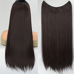 Long Straight Hair Pieces Synthetic Fishing Line Hair Extensions Natural Look
