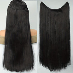 Long Straight Hair Pieces Synthetic Fishing Line Hair Extensions Natural Look