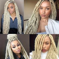 Golden Synthetic Faux Locs Crochet Braids Extensions 21 Roots Soft Locs