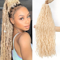 Golden Synthetic Faux Locs Crochet Braids Extensions 21 Roots Soft Locs