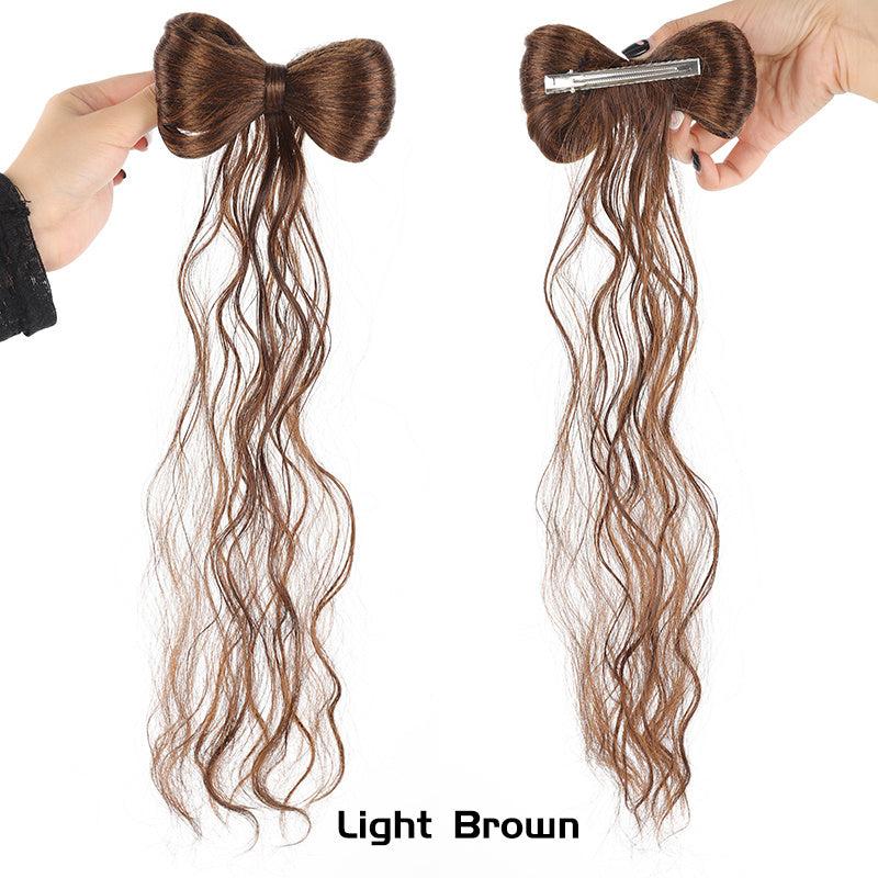 Marble Head Bow Tie Braid Ponytail Synthetic
