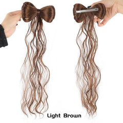 Marble Head Bow Tie Braid Ponytail Synthetic