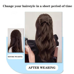 Marble Head Bow Tie Braid Ponytail Synthetic