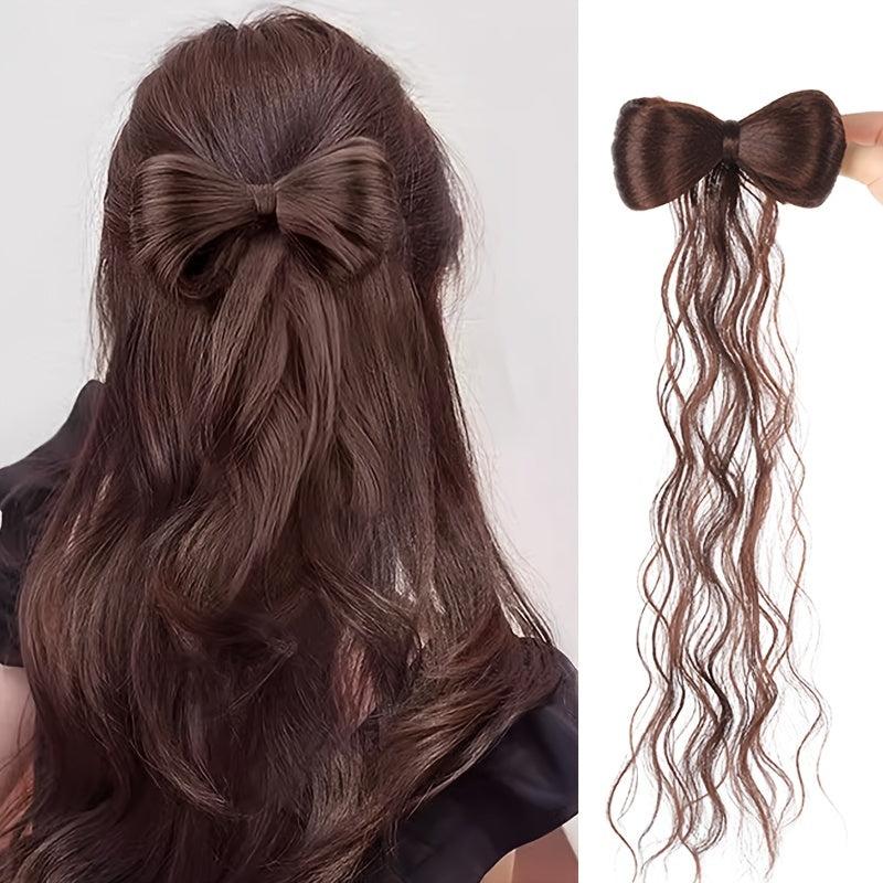 Marble Head Bow Tie Braid Ponytail Synthetic