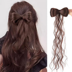 Marble Head Bow Tie Braid Ponytail Synthetic