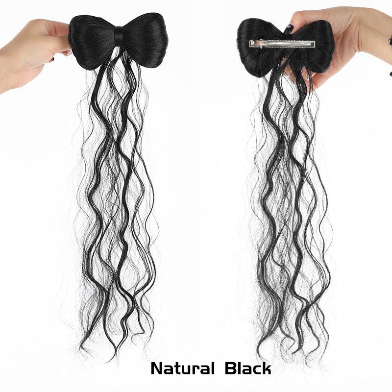 Marble Head Bow Tie Braid Ponytail Synthetic