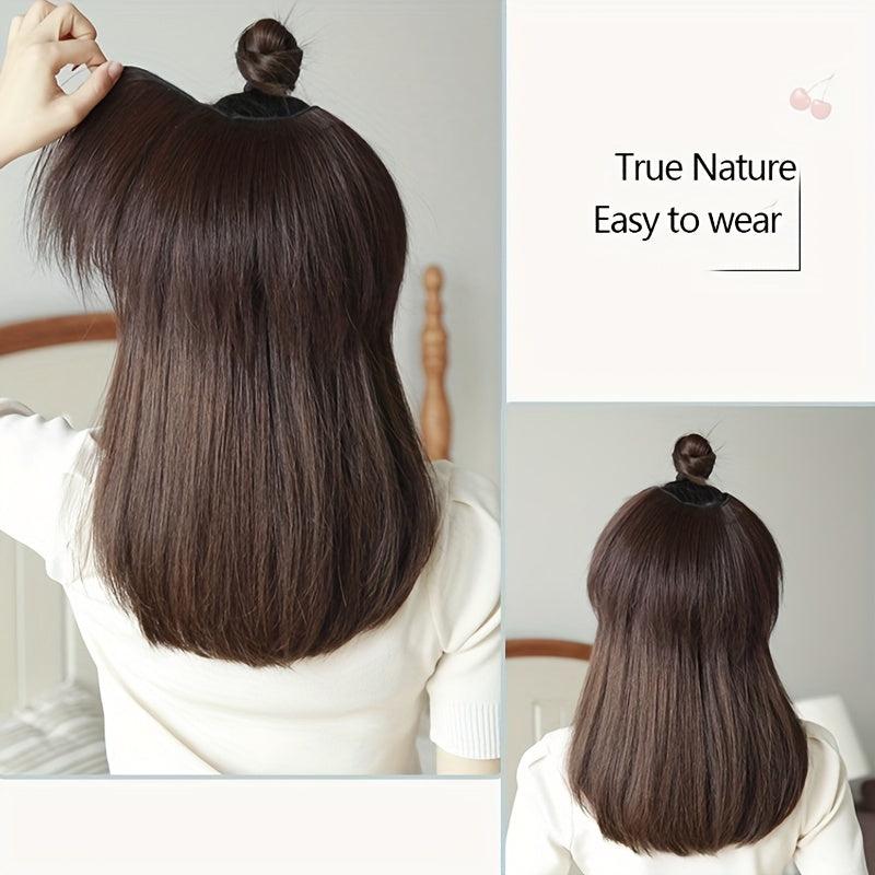 Straight Hair Extensions Fluffy Hair Pads for Daily Use