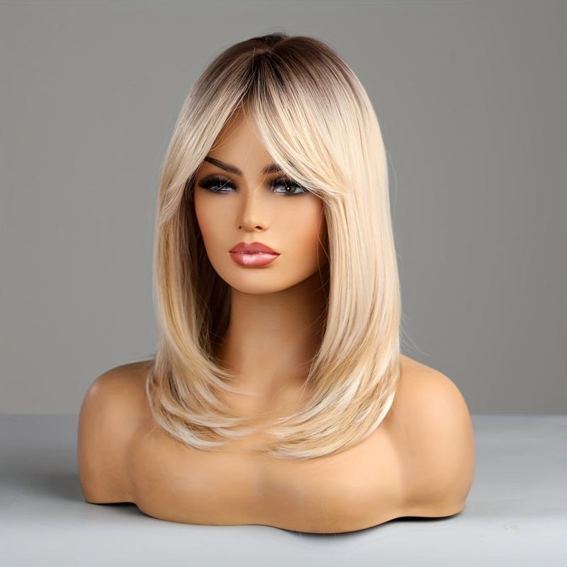 Blonde Ombre Short Layered Wig Heat Resistant