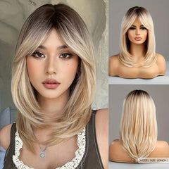 Blonde Ombre Short Layered Wig Heat Resistant