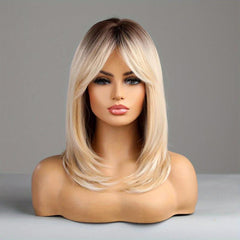 Blonde Ombre Short Layered Wig Heat Resistant