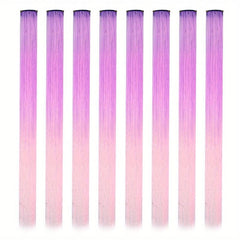 Rainbow Clip In Hair Extensions for Halloween Cosplay