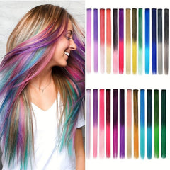 Rainbow Clip In Hair Extensions for Halloween Cosplay