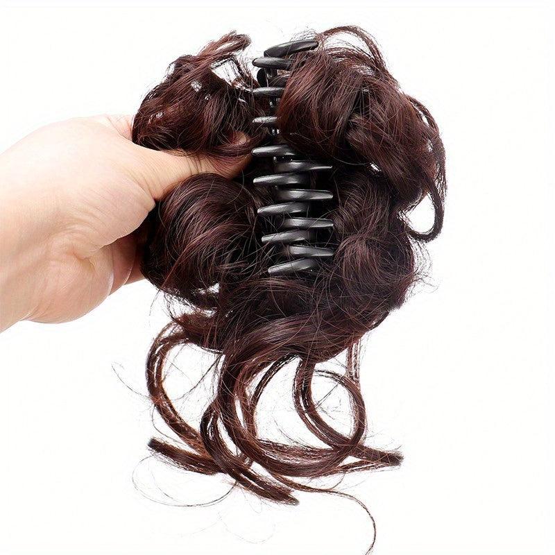 Short Curly Synthetic Hair Updo Clip Claw Messy Wavy Hairpiece for Women Girls