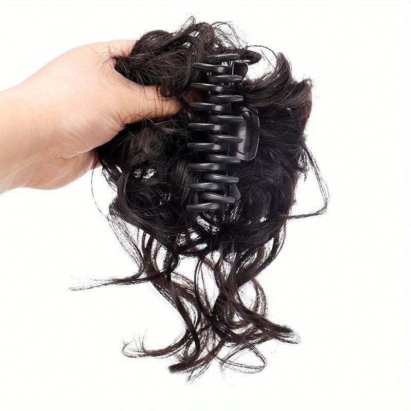 Short Curly Synthetic Hair Updo Clip Claw Messy Wavy Hairpiece for Women Girls