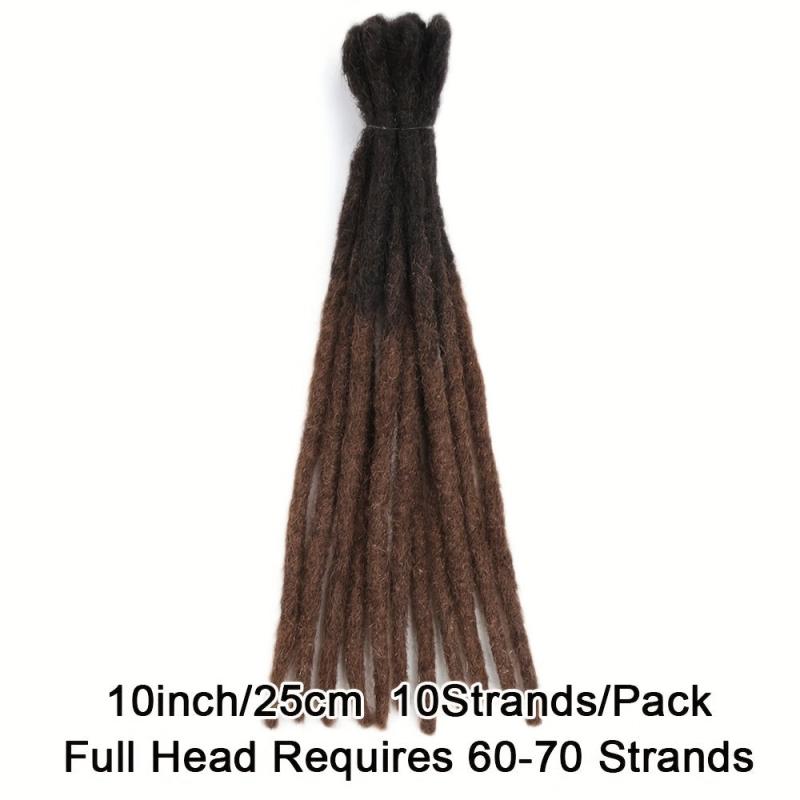 10 Pack 0 Thickness Human Hair Dreadlock Crochet Extensions For Men or Women