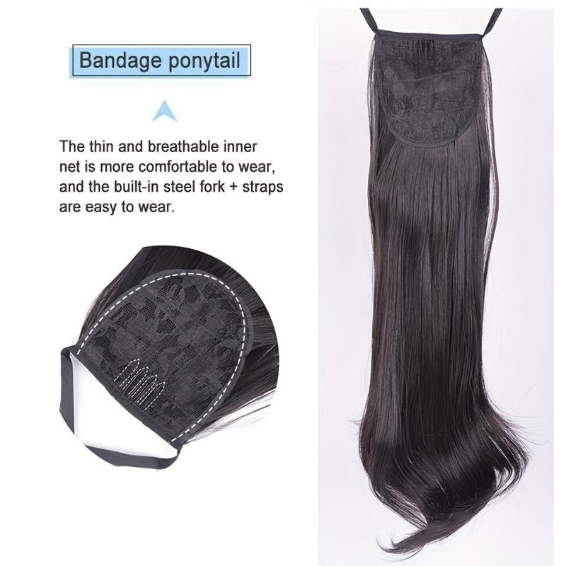 Long Straight Synthetic Ponytail Hair Extension Drawstring Hairpiece for Women