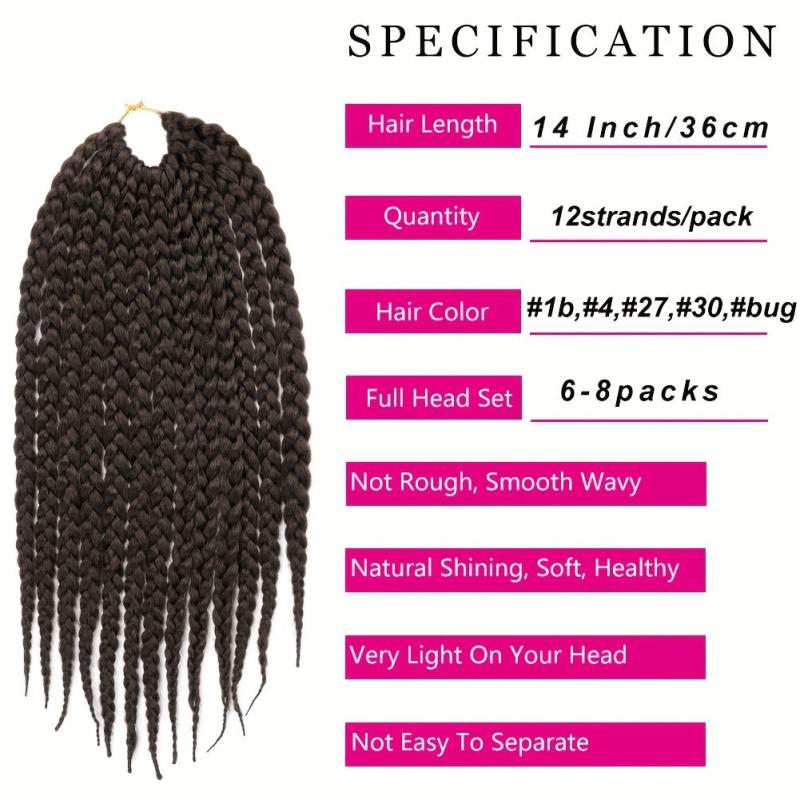35 56 Cm Short Box Braids Crochet Hair Extensions Synthetic Bob Braids